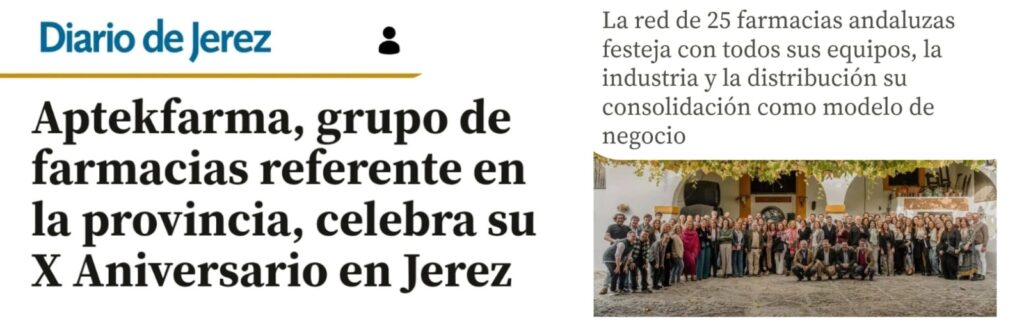 noticia X aniversario Aptekfarma en Diario de Jerez